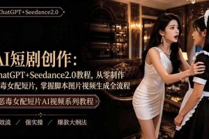 AI短剧从零创作实战课|ChatGPT脚本撰写+Seedance2.0视频生成,恶毒女配短剧全流程教程