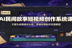 AI民间故事短视频创作系统课:文案生成精细化分段,剪辑封面制作实操教程