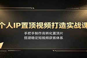 个人IP置顶视频打造实战课:手把手制作高转化置顶片,搭建稳定短视频获客体系