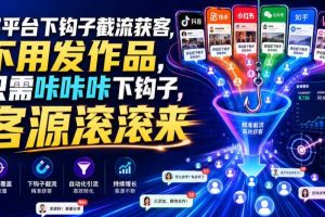 多平台下钩子截流获客,不用发作品,只需咔咔咔下钩子,客源滚滚来