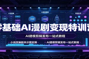 零基础AI漫剧变现特训营:小说改编剧本分镜实操,AI建模剪辑发布一站式教程