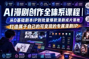 AI漫剧创作全体系课程|从0基础剧本IP到批量爆款漫剧成片落地,打造属于自己的可变现的专属漫剧IP
