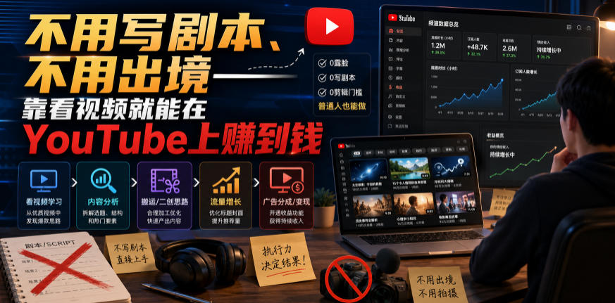不用写剧本、不用出境——靠看视频就能在YouTube上賺到钱【原创双语字幕】