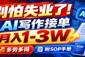 别怕失业了!AI写作接单月入1-3W,多劳多得,附SOP手册